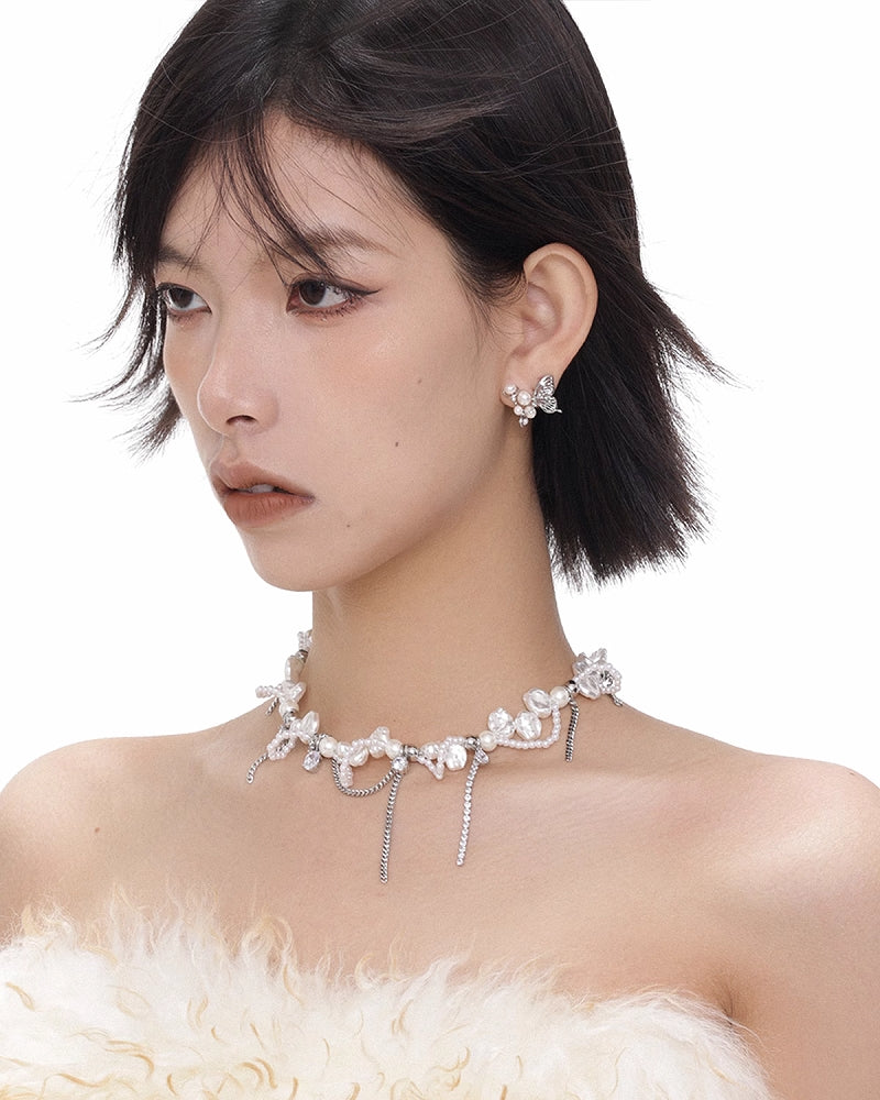 【SUMIYAKI】White Butterfly Earrings pg1995