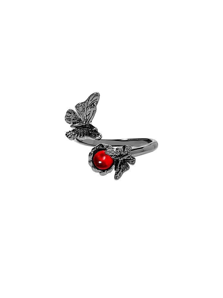 Black Butterfly Open Ring