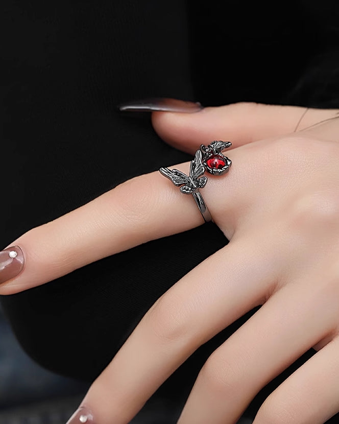 Black Butterfly Open Ring