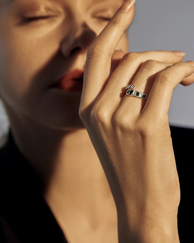 【FAITMAIN】Drip Glaze Serpentine Green Ring pg652