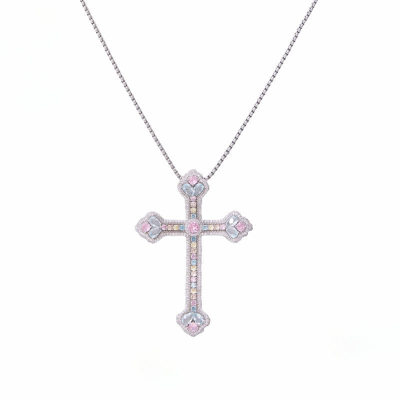 [SUMIYAKI] Full Diamond Cross Necklace pg855