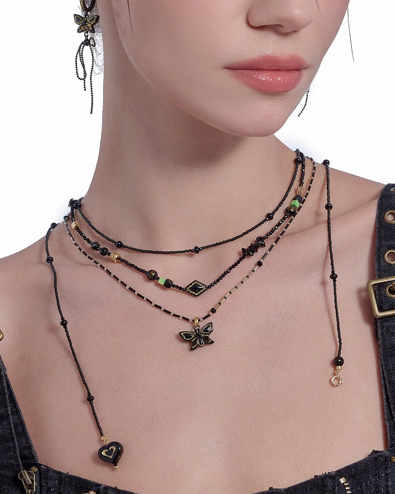 [MASW] Butterfly Dance Black Necklace pg260