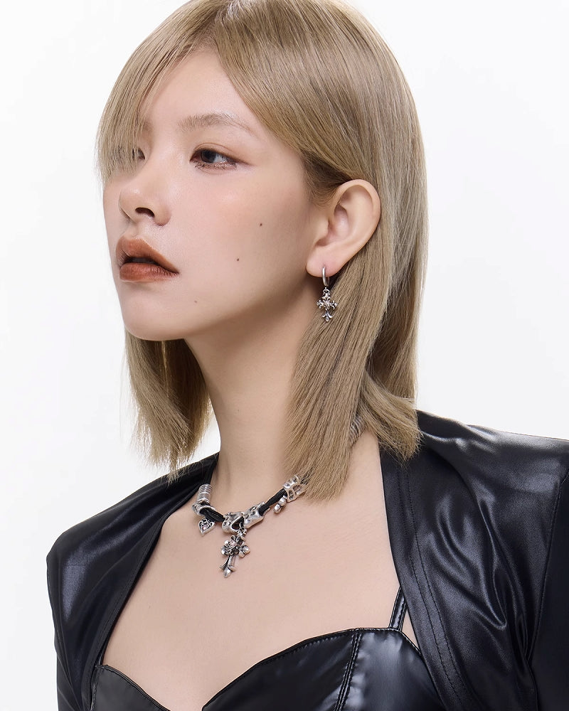 [SUMIYAKI] Skull Cross Earrings pg1619