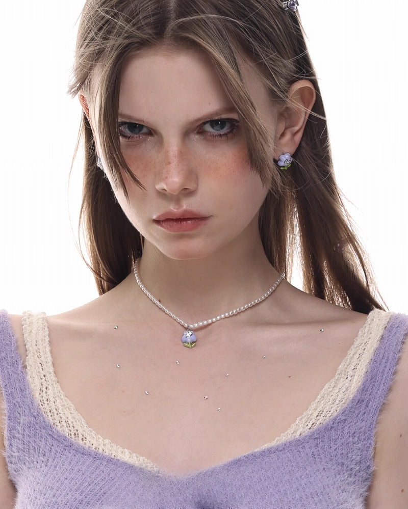 [SUMIYAKI] Cream Tulip Necklace pg470