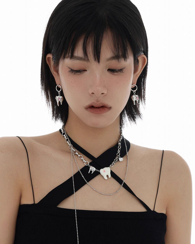 【SUMIYAKI】Cute White Teeth Necklace01 pg500