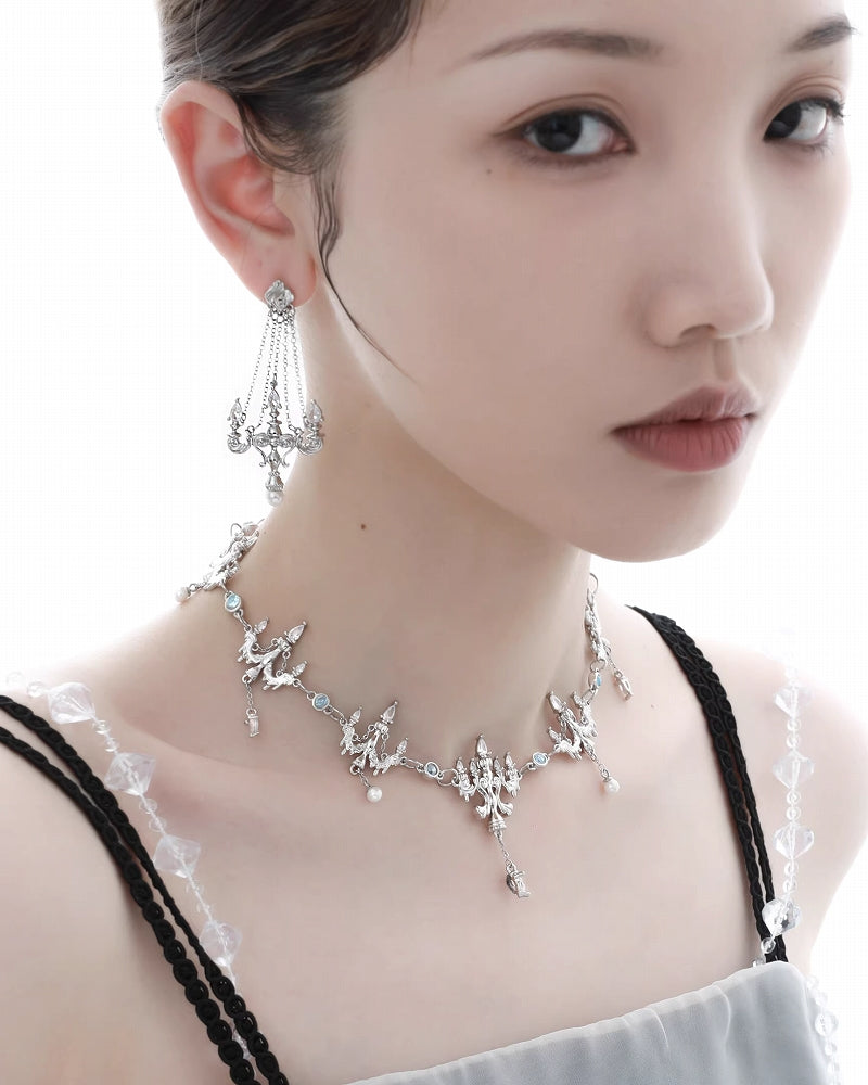 [1ST XULIE]Crystal Chandelier Tassel Earrings pg492