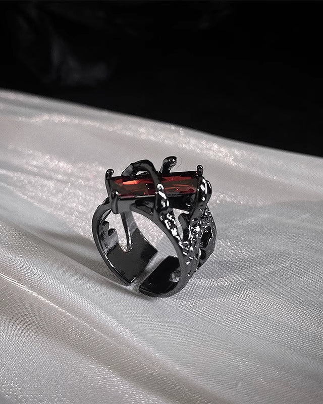 【Insomnia Artist】Mysterious Square Red Stone Ring pg1251