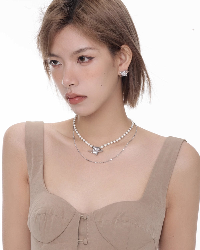 [SUMIYAKI] Starry Galaxy Double Layer Necklace pg1778