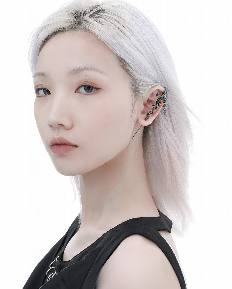 【1ST XULIE】Slytherin Snake Cross Earrings pg1622