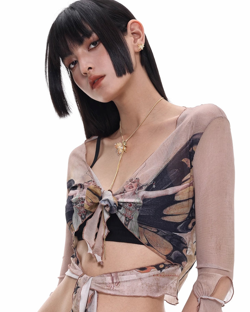 【SUMIYAKI】Butterfly 3D Illusion Drawstring Necklace pg244