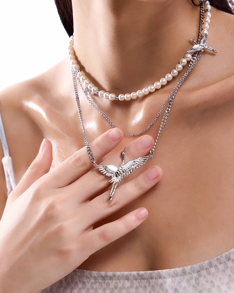 Flying Crane Layer Necklace