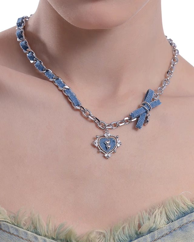 [MASW] Denim Love Braided Necklace pg576