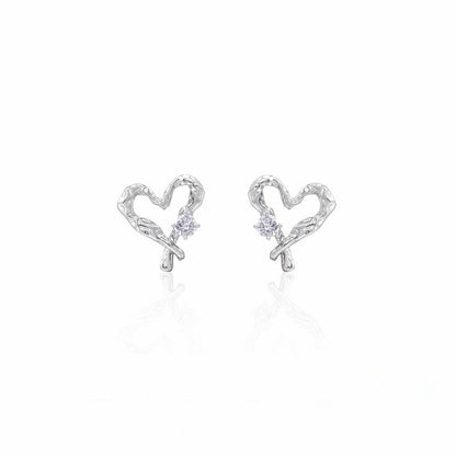 [SUMIYAKI] Love Hollow Silver Pin Earrings pg1116