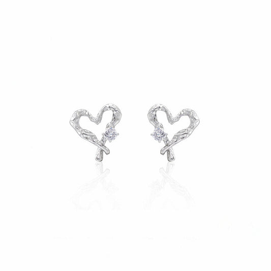 【SUMIYAKI】Love Hollow Silver Pin Earrings pg1116