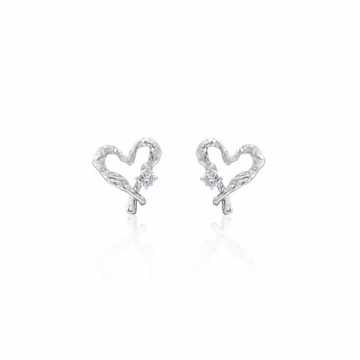 【SUMIYAKI】Love Hollow Silver Pin Earrings pg1116