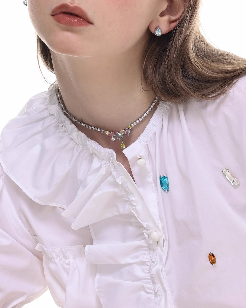 [SUMIYAKI] Jellybean Colored Zirconia Necklace pg1033