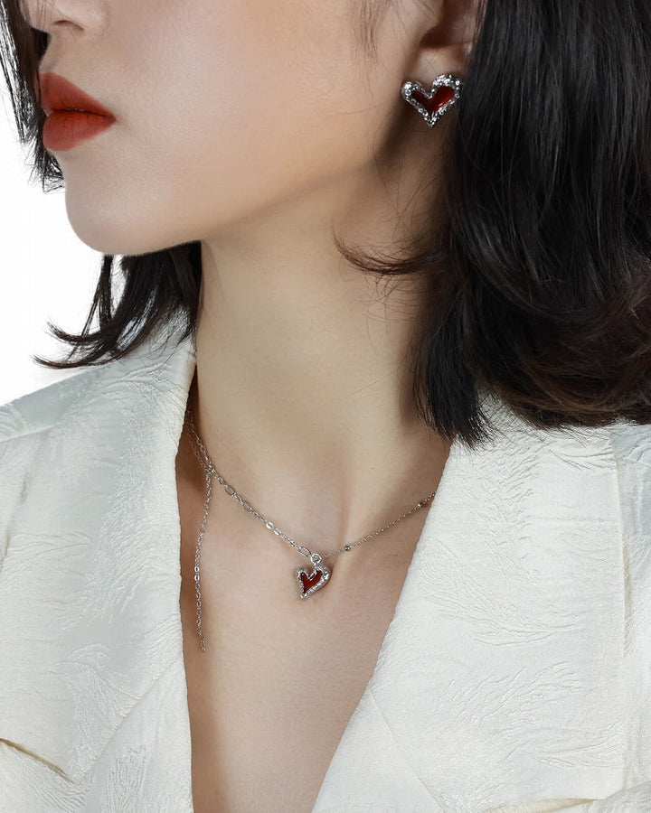 【OOMEOO】Preference Red Heart Necklace pg1395