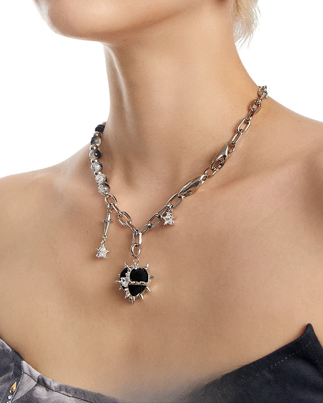 [OCTO VITA] Black Hearted Evil Woman Love Necklace pg191