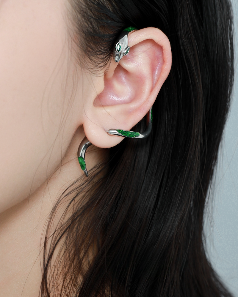 [1ST XULIE] Green Snake Earrings02 pg950