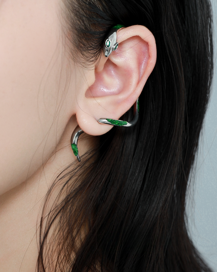 【1ST XULIE】Green Snake Earrings02 pg950