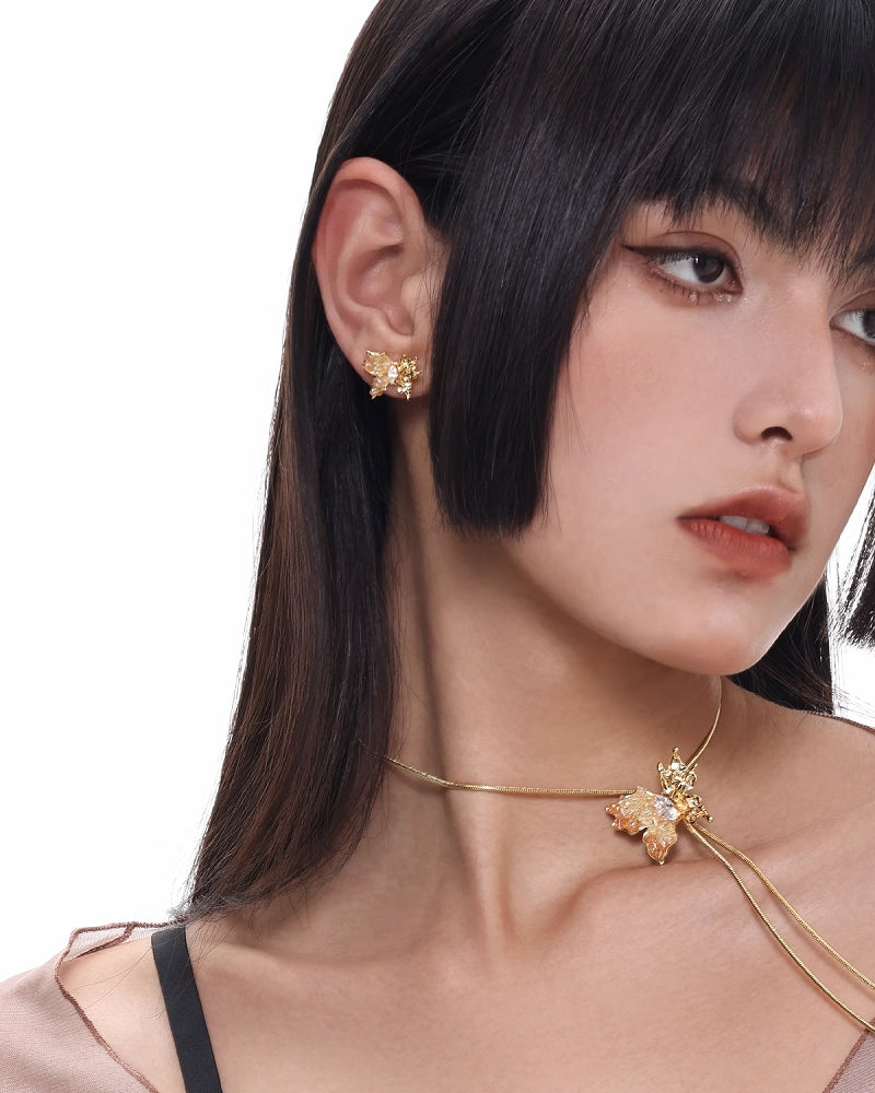 【SUMIYAKI】Butterfly 3D Illusion Drawstring Necklace pg244