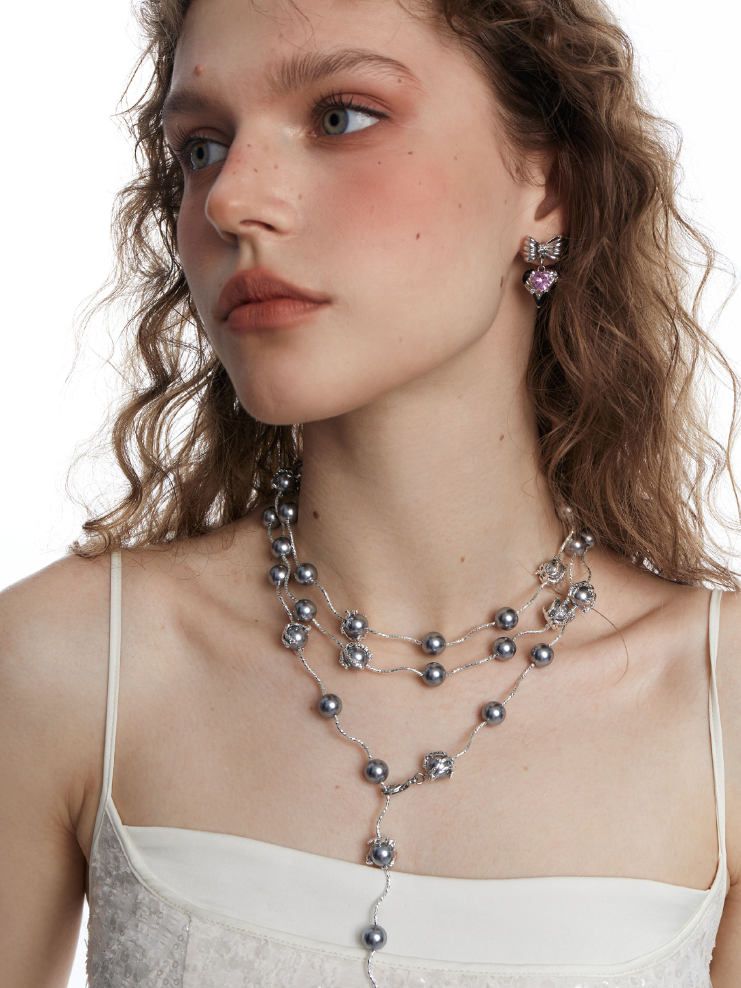 【OCTO VITA】Gray Rose Pearl 145cm Necklace pg2500