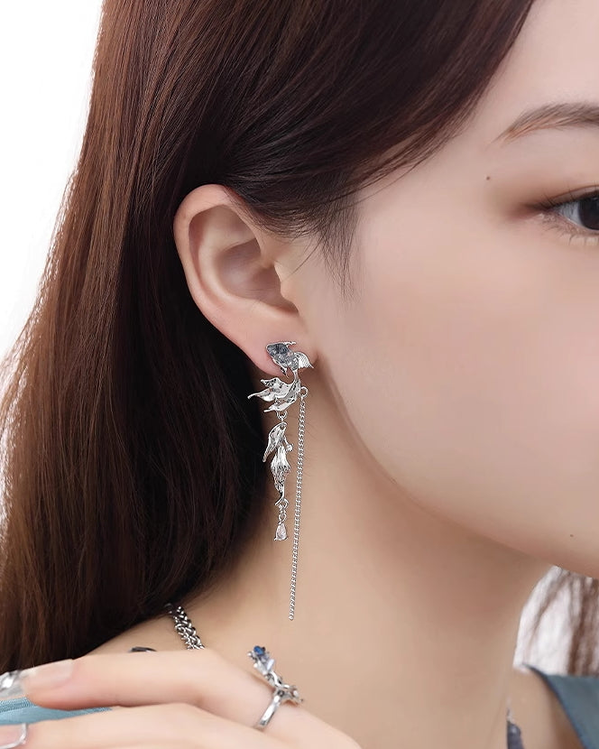 Blue Goldfish Tassel Earrings