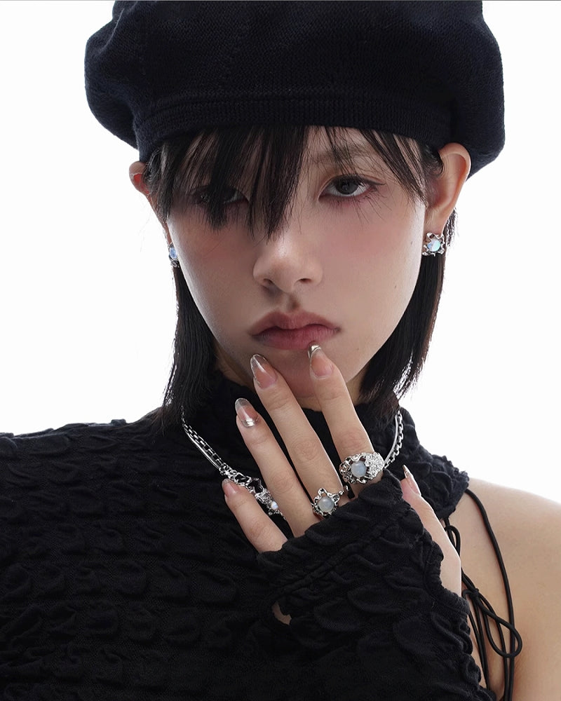 [SUMIYAKI] Lunar Eclipse Flower Moonstone Earrings pg1144