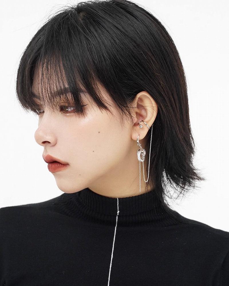 【SUMIYAKI】Gear Long Circle Earrings pg874