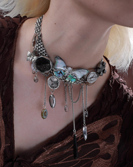 【1ST XULIE】Butterfly Island Retro Button Choker pg332