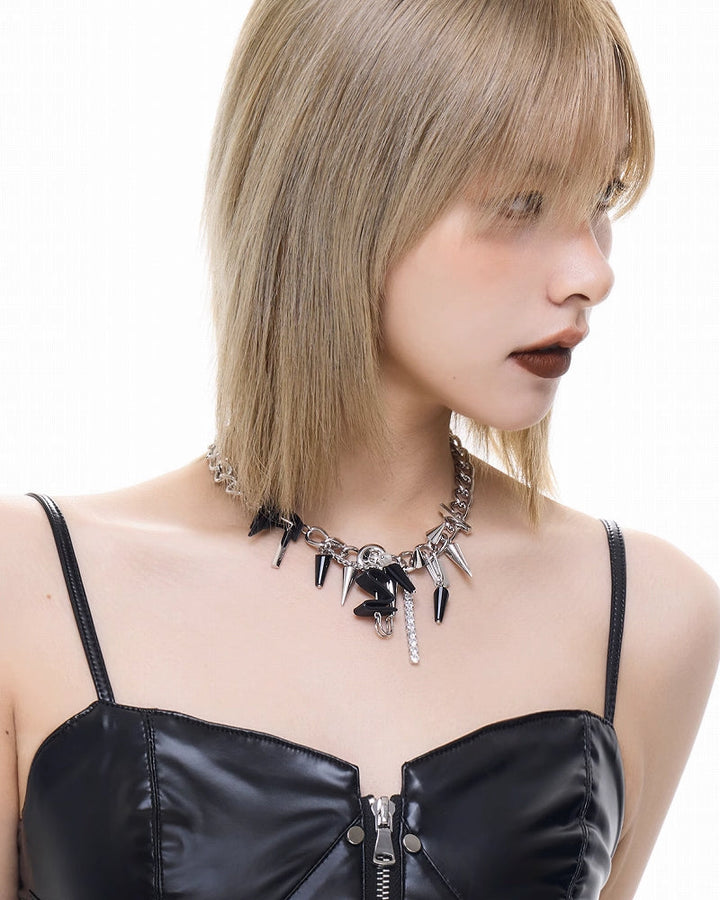 【SUMIYAKI】Punk Black Tassel Necklace pg1398