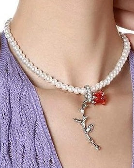 Dark Night Rose Pearl Necklace