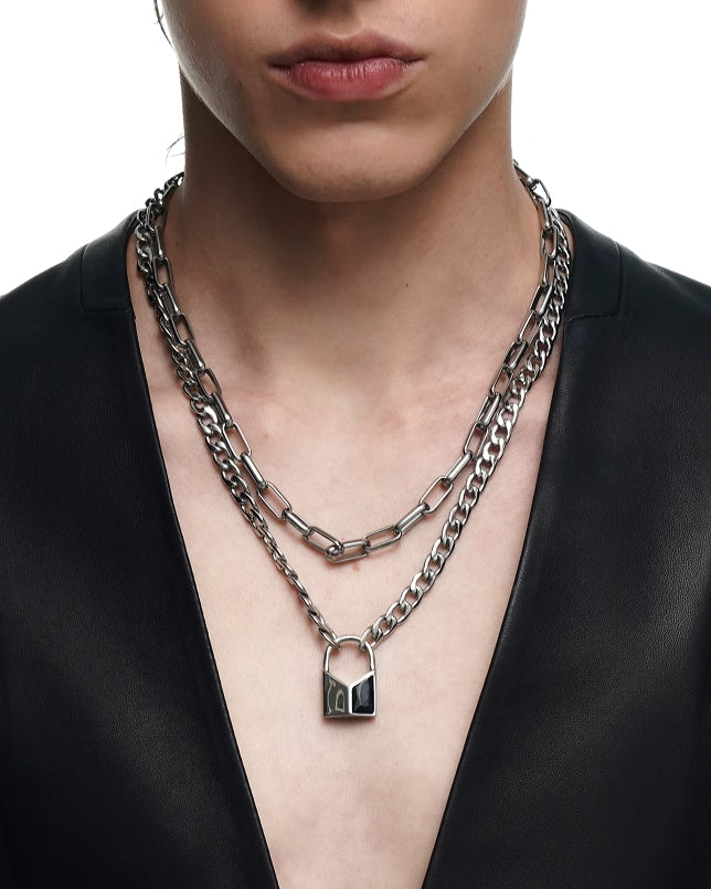 【BLACKHEAD】Interlock Chain Reaction Layer Necklace 01 pg1018