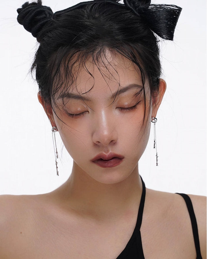 【SUMIYAKI】Whip Moss Mans Star Tassel Earrings pg1992