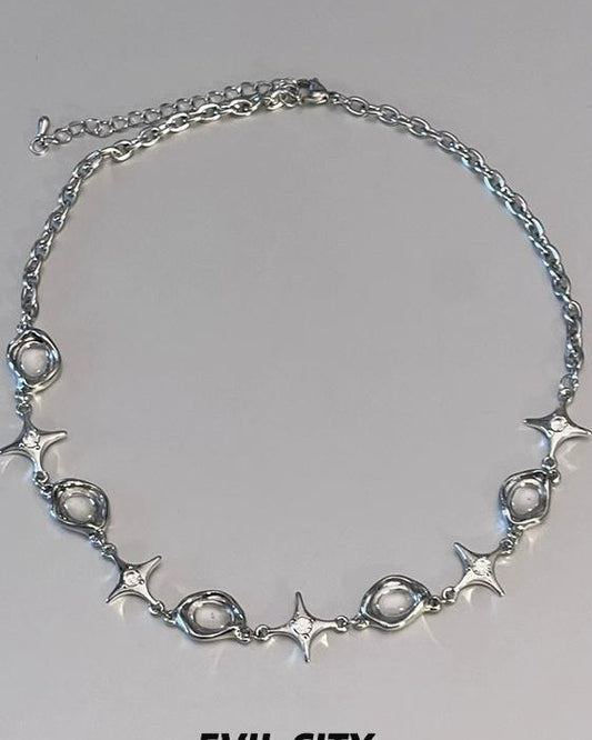 Urban Starburst Silver Necklace