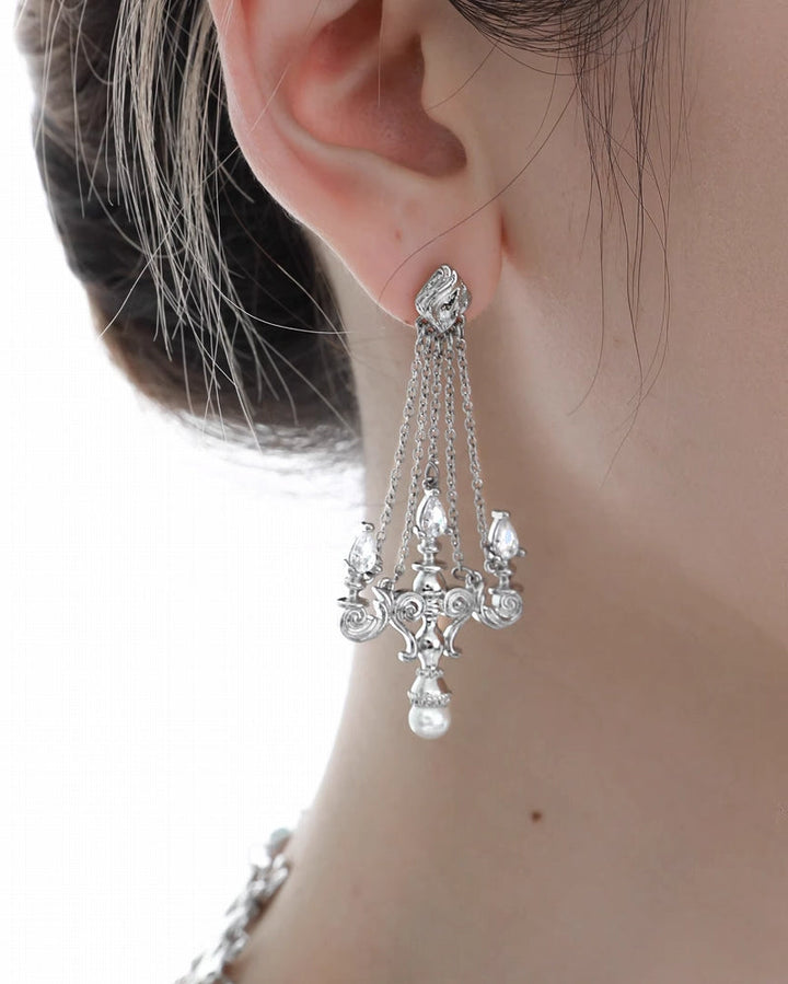 [1ST XULIE]Crystal Chandelier Tassel Earrings pg492