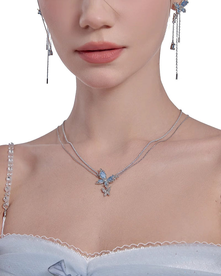 【MASW】Butterfly Dance Ice Blue Necklace pg281