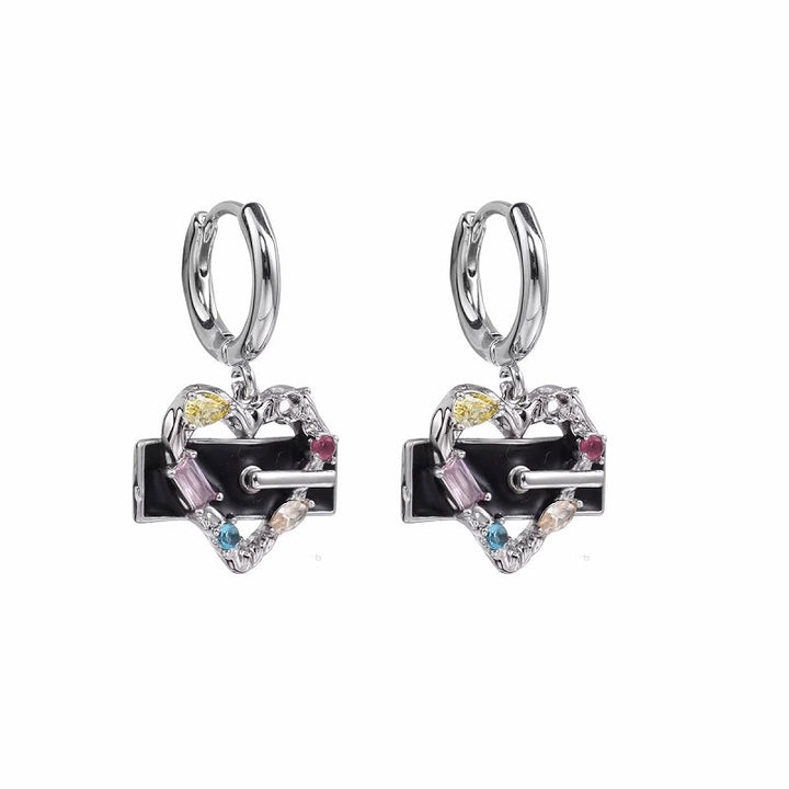 【SUMIYAKI】Punk Love Dark Black Earrings pg1408