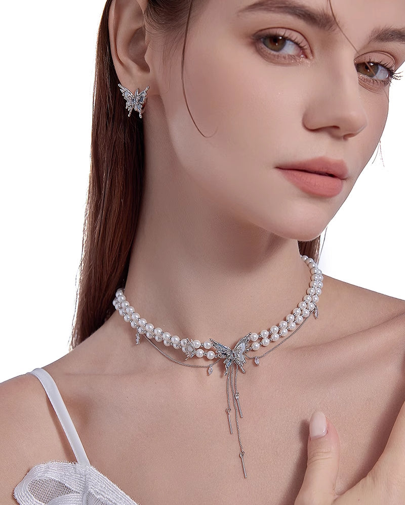 【MASW】Butterfly Dance Pearl Layer Choker pg290