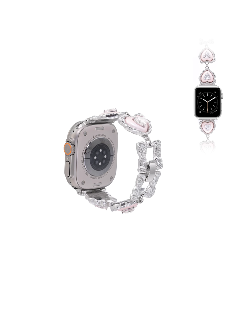 [SUMIYAKI] Apple Watch Metal Pearl & Heart Strap pg56