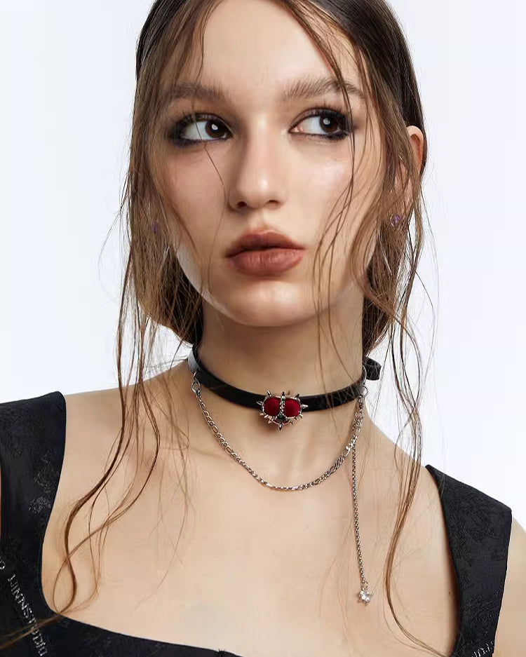 [OCTO VITA] Evil Girl Crazy Flower Heart Choker pg700