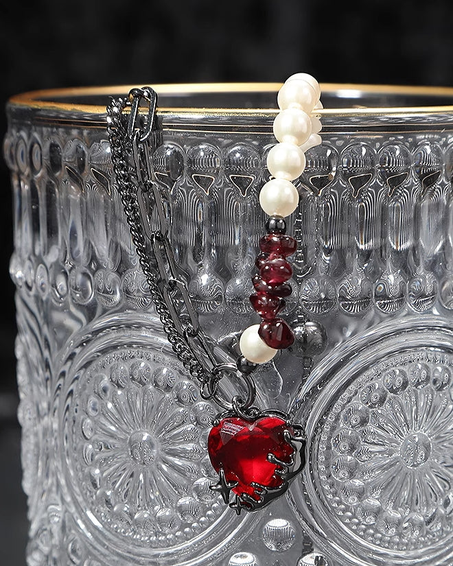Pomegranate Red Heart Bracelet