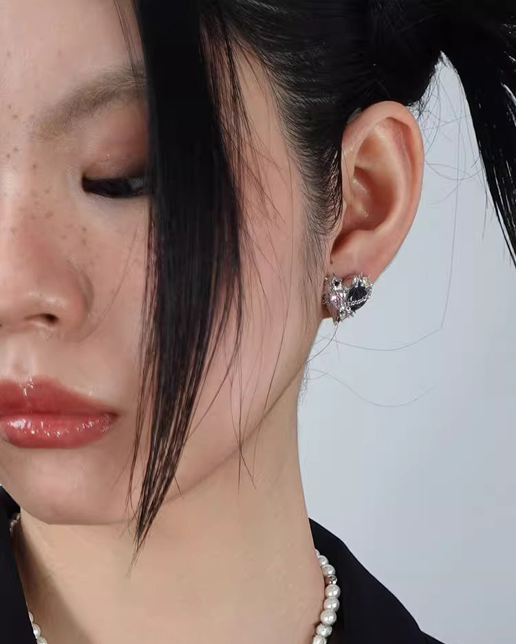 Seal Heart Lock Love Chain Earrings