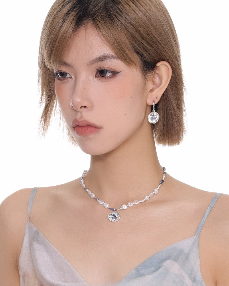 [SUMIYAKI] Ocean Vacation Beaded White Vintage Earrings pg1325