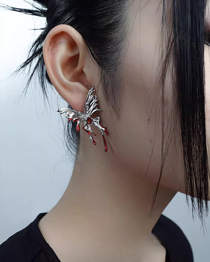 【OCTO VITA】Bloodthirsty Butterfly Black & Red Earrings pg222