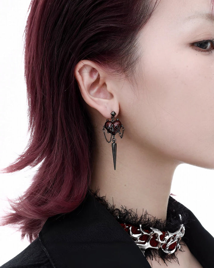 [1ST XULIE] Forbidden Love Heart Tassel Earrings pg795