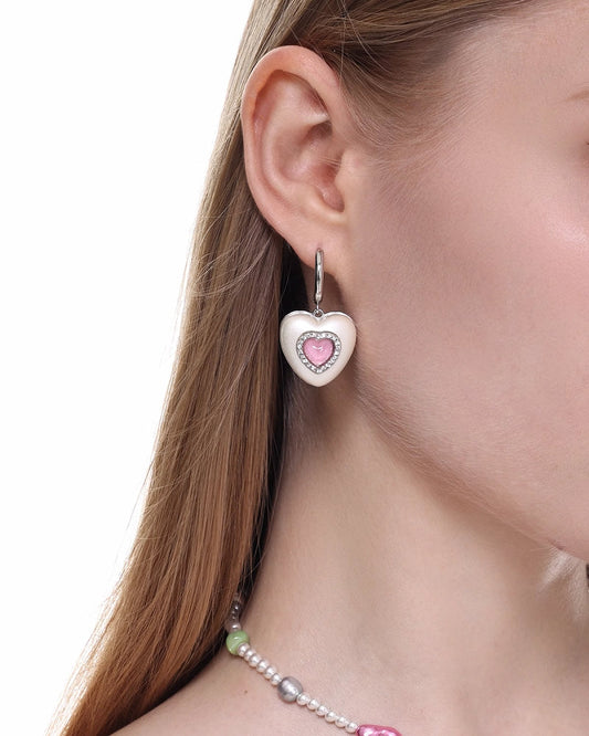 【SUMIYAKI】Cat Eye Heart Earrings pg406