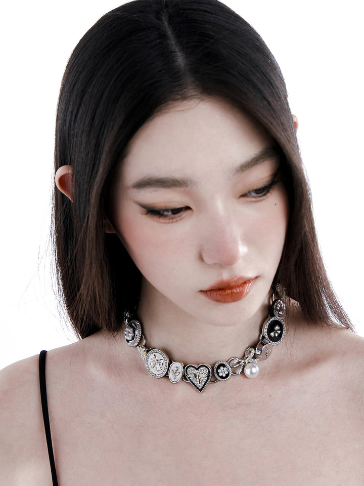 【Planktont 浮U生物】Black&Silver Button Necklace pg208