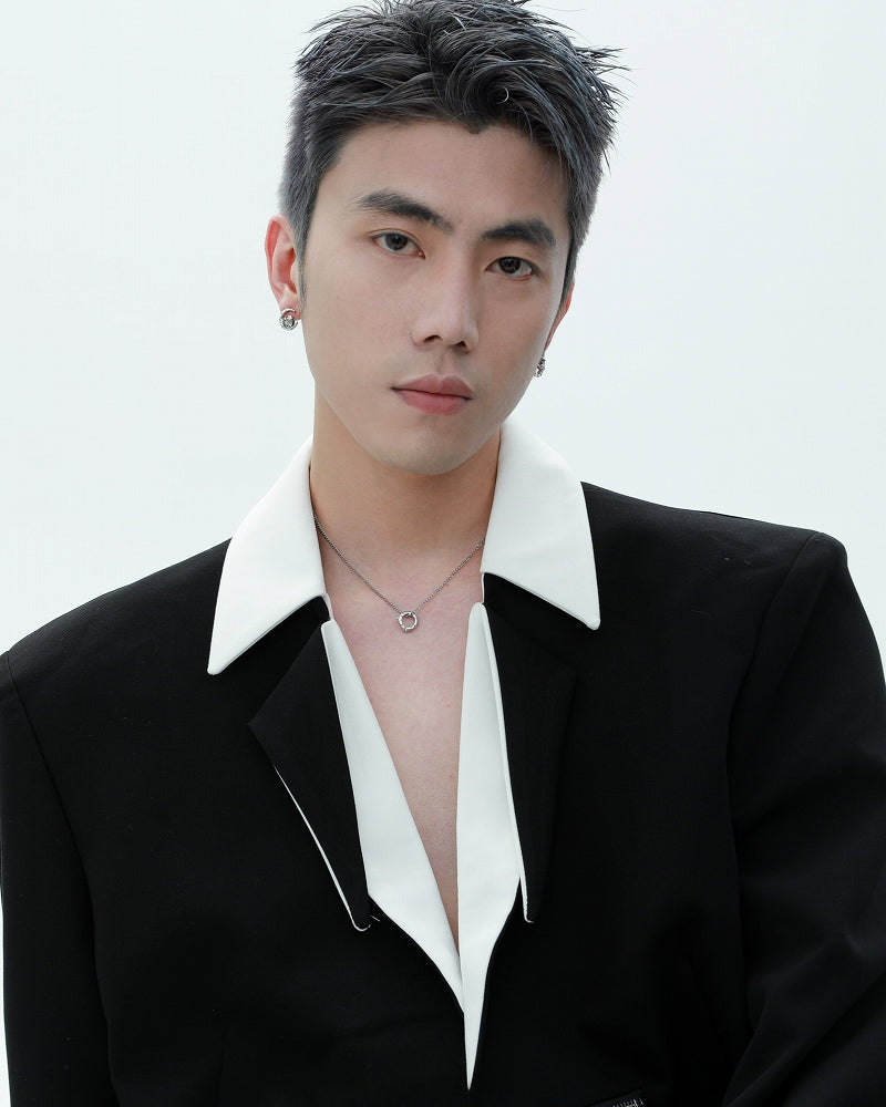 [1ST XULIE] Black And White Agate Necklace pg159