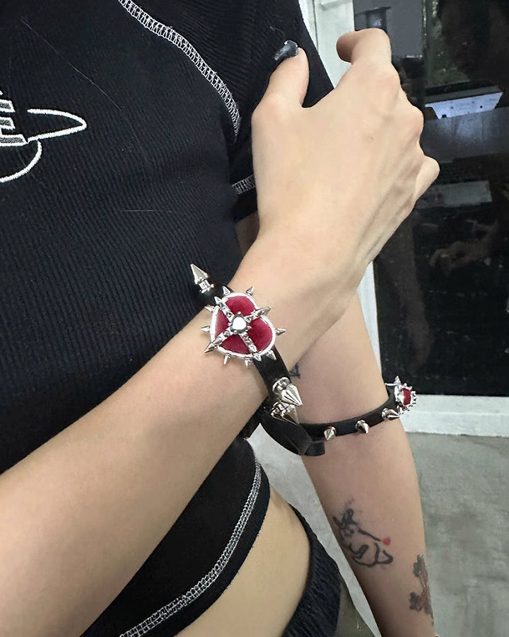 【OCTO VITA】Evil Girl Spiked Red Heart Bracelet pg711